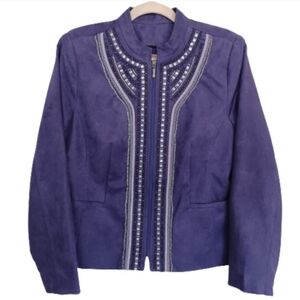 Chic Purple Jacket with Intricate Detail by Tanjay Sequin Embellished Blazer Top